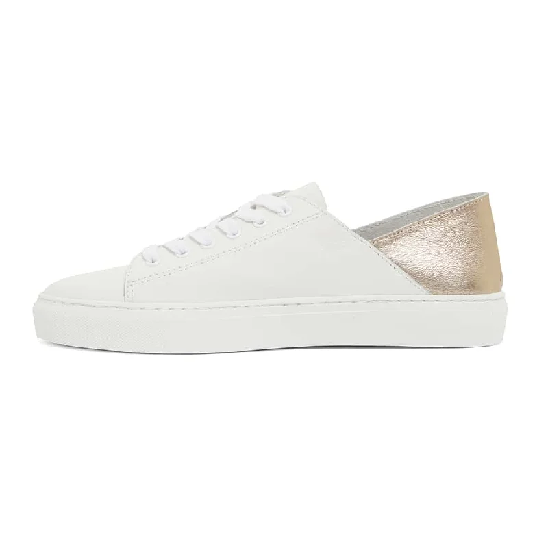 Rocket Sneaker in White And Soft Gold Leather