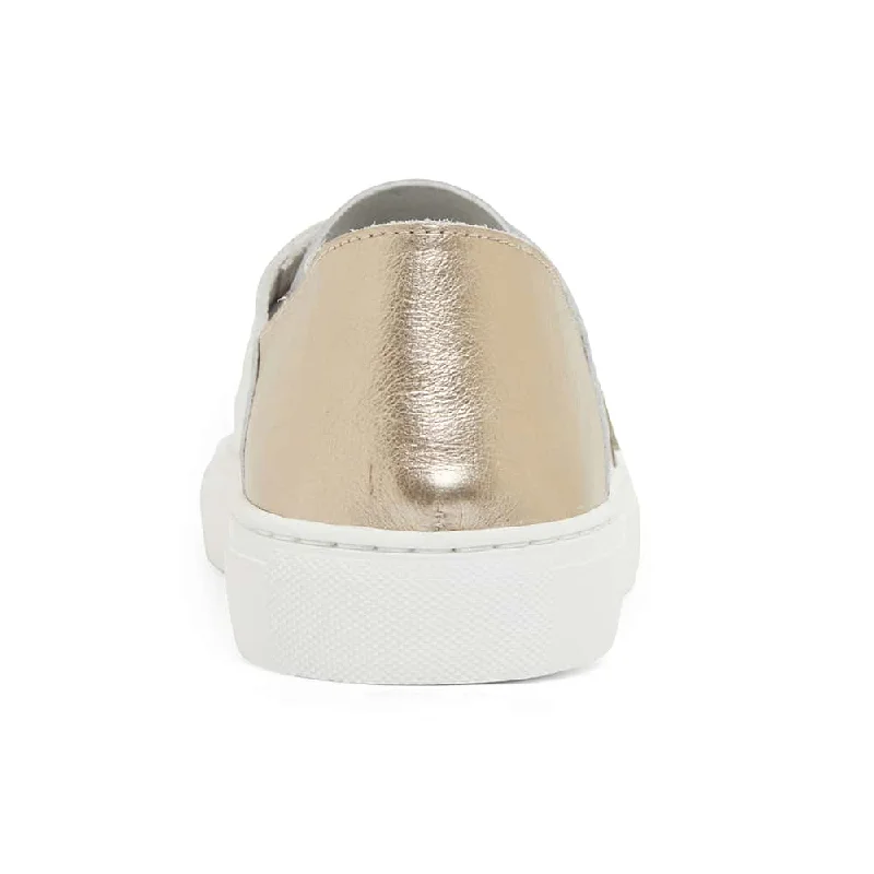 Rocket Sneaker in White And Soft Gold Leather