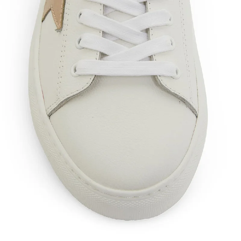 Rocket Sneaker in White And Soft Gold Leather