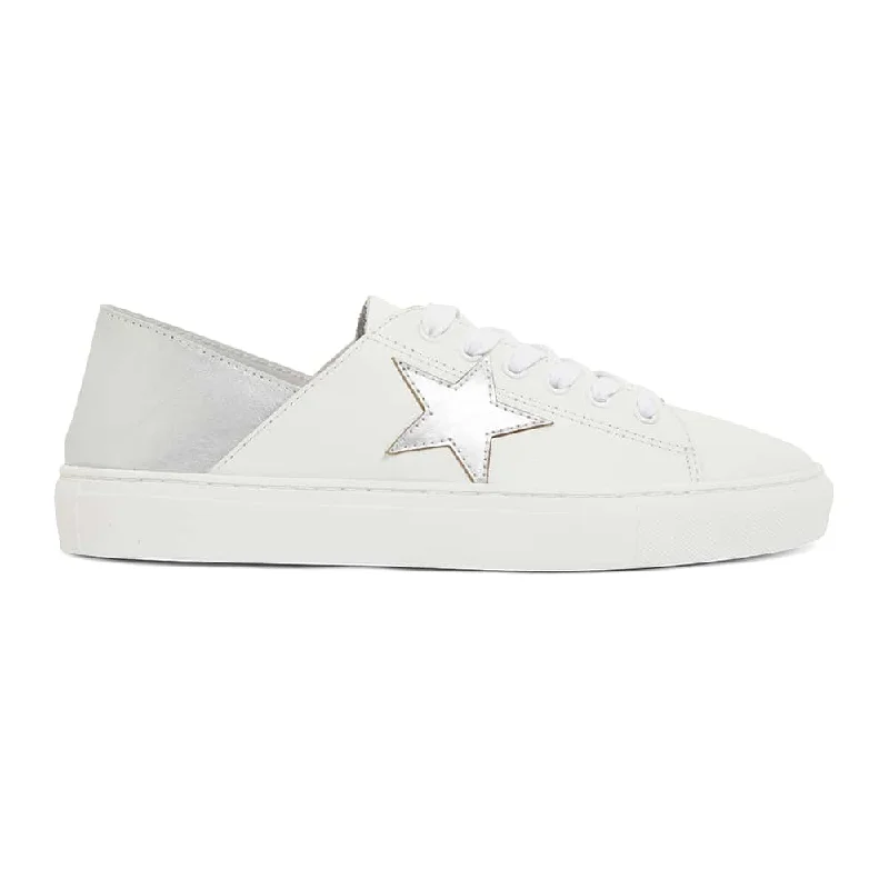 Rocket Sneaker in White/silver Leather