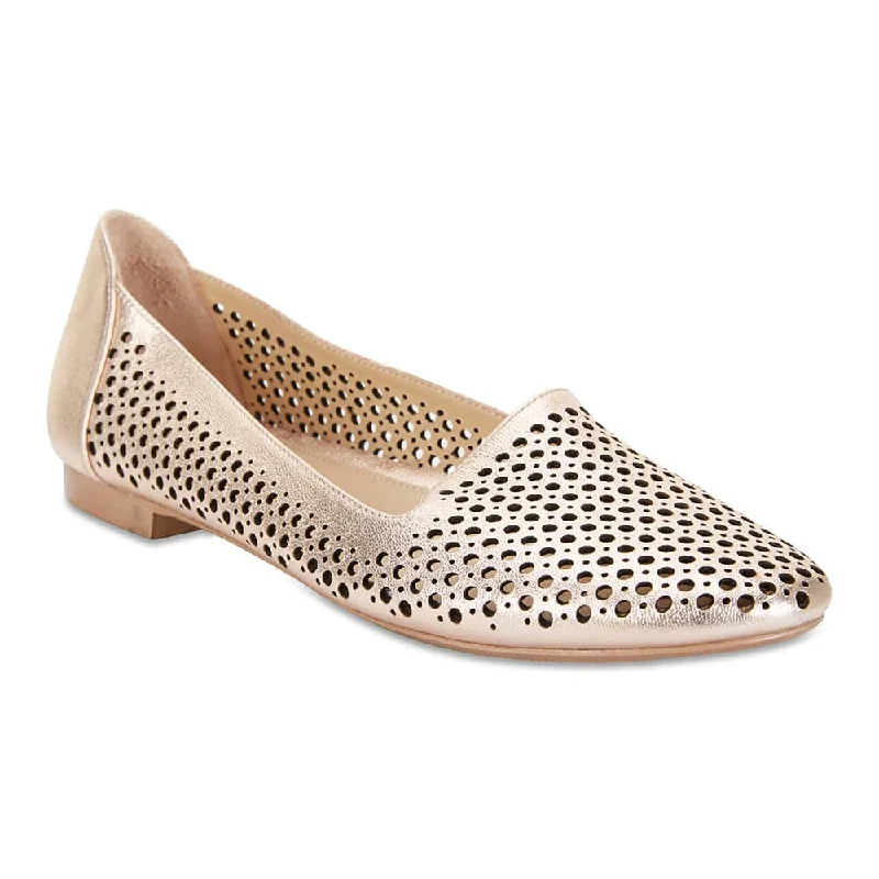 Sloane Flat in Rose Gold Leather