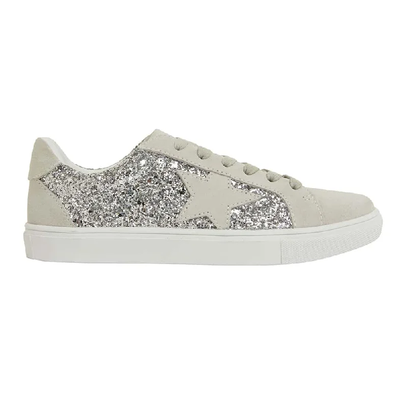 Sparkle Sneaker in Silver Glitter Leather