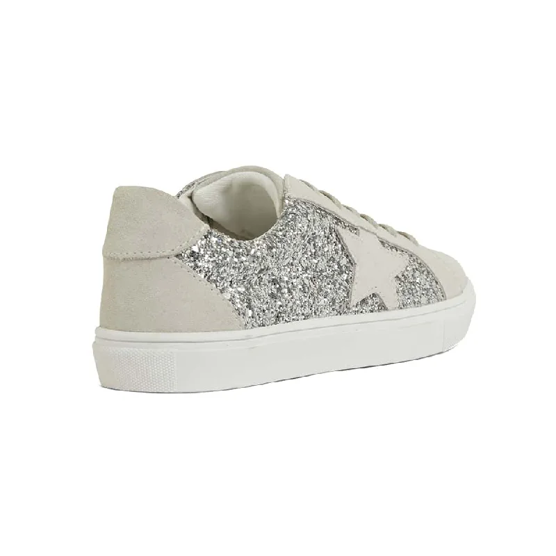 Sparkle Sneaker in Silver Glitter Leather