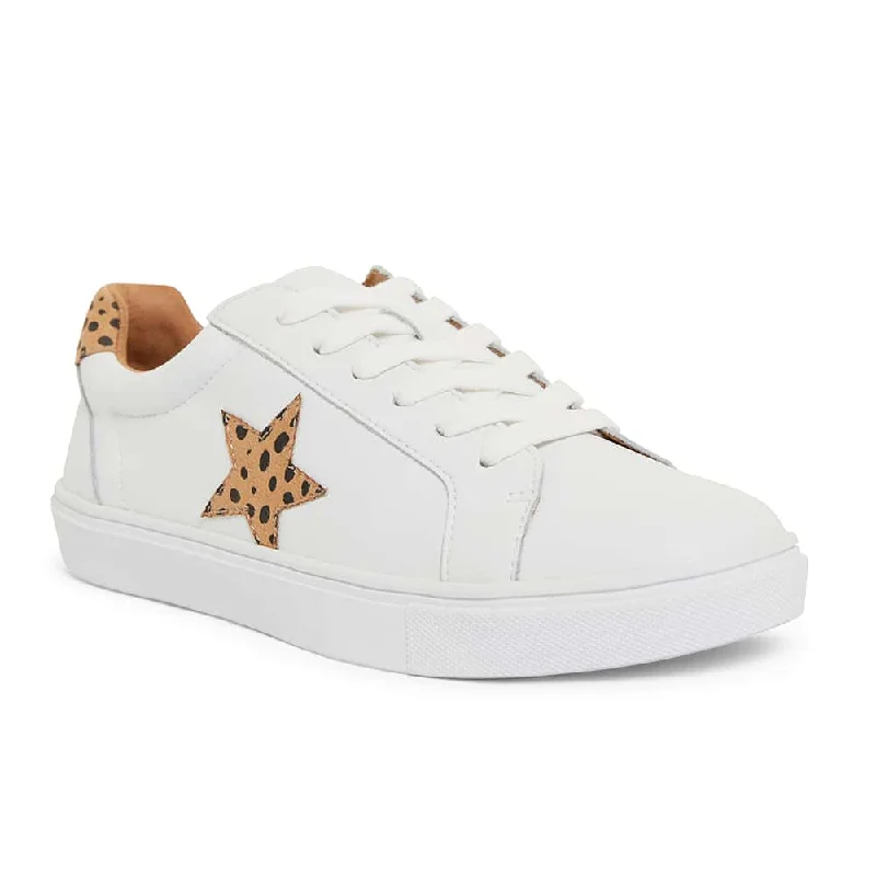 Stark Sneaker in White And Animal Print Leather