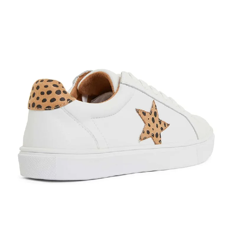 Stark Sneaker in White And Animal Print Leather