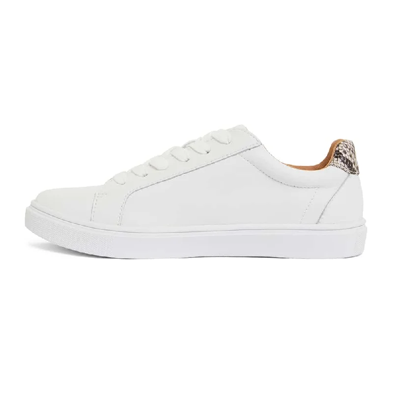 Stark Sneaker in White And Snake Print Leather