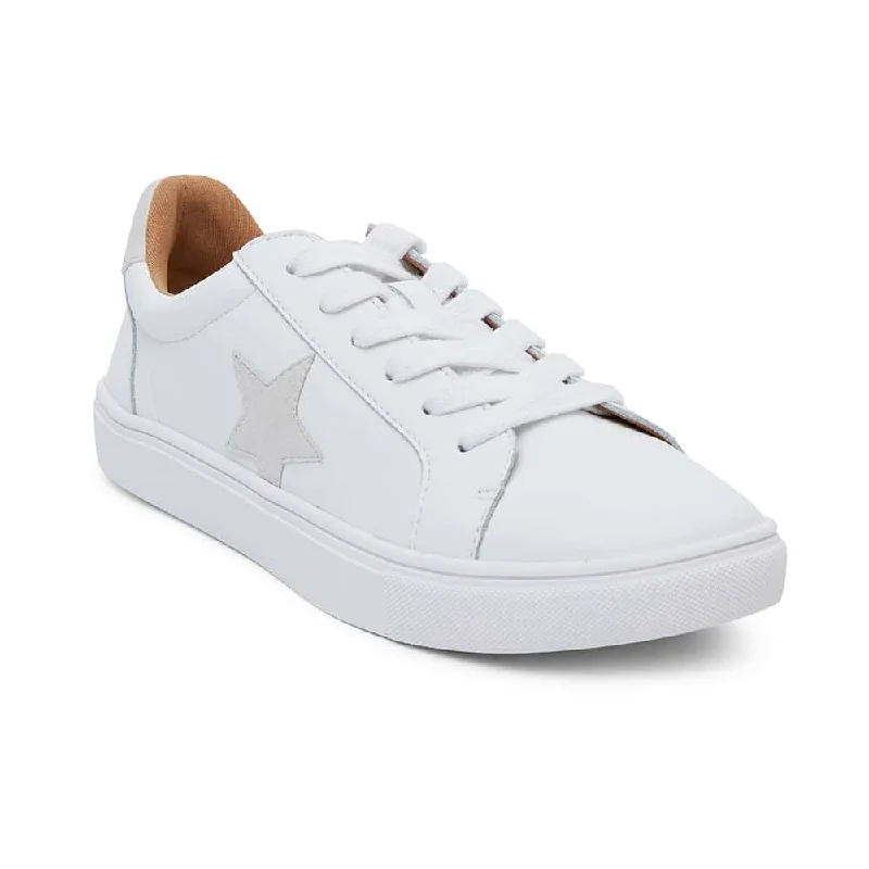 Stark Sneaker in White And Taupe Leather