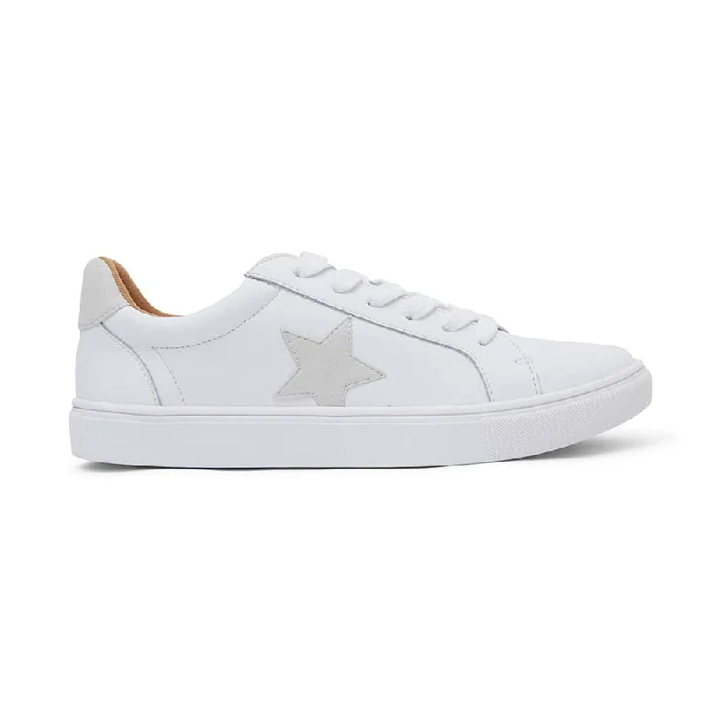 Stark Sneaker in White And Taupe Leather