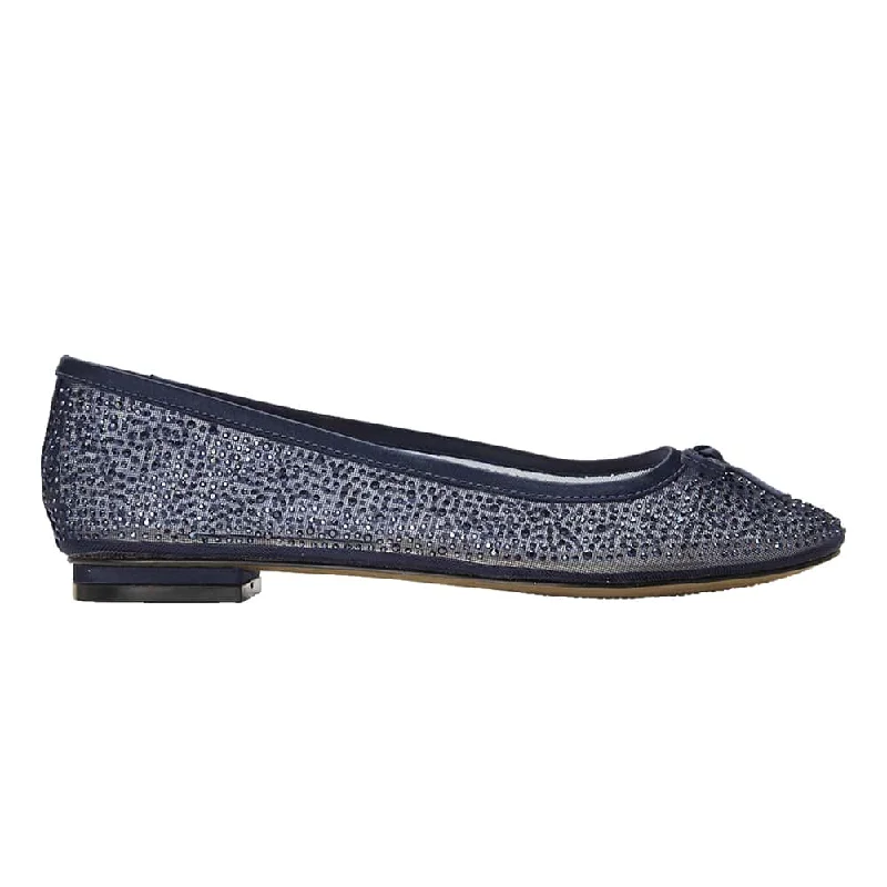 Twinkle Flat in Navy Satin