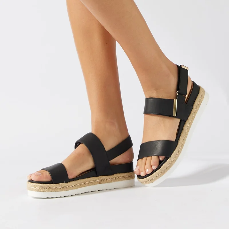 Warner Sandal in Black Smooth