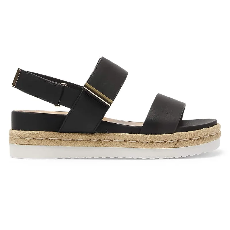 Warner Sandal in Black Smooth