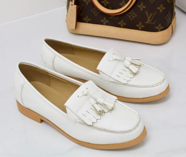 Ava - White Faux Leather Tassel Loafer