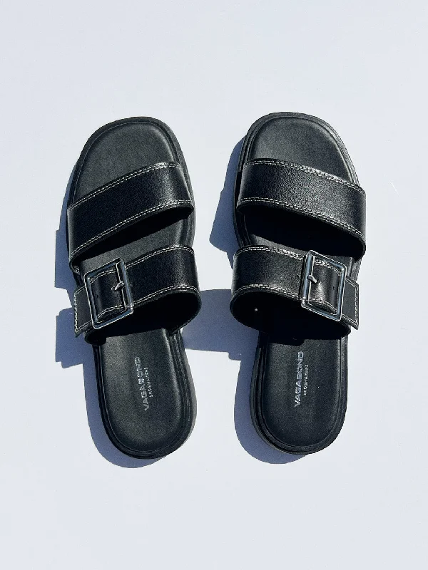 Connie Buckle Sandal - Black/ White