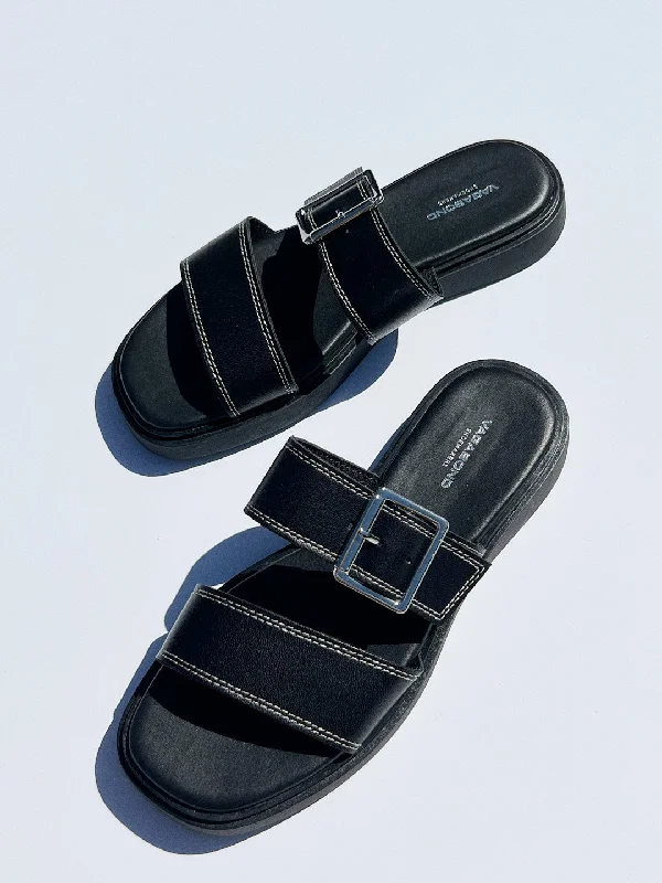 Connie Buckle Sandal - Black/ White