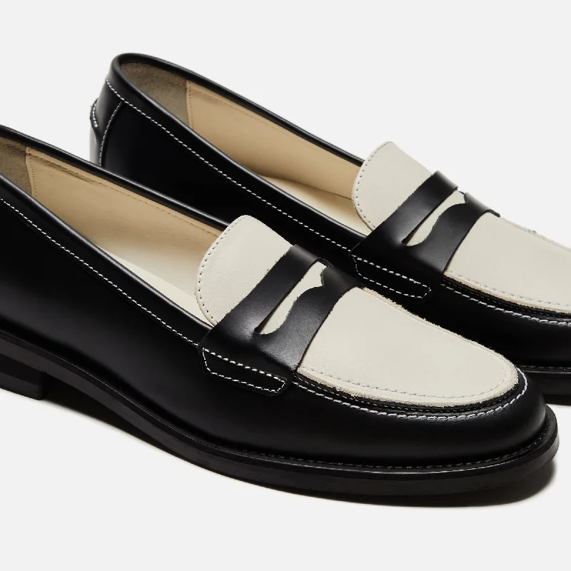 DUKE + DEXTER WMNS Wilde Penny Loafer - Black / White