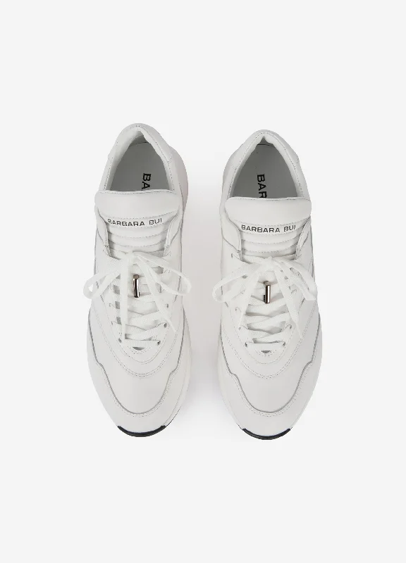 Baskets runner en cuir blanc