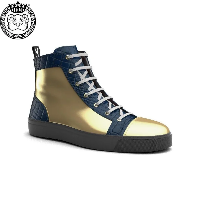 GIANMARCO X DON Antelope Leather Blue & Gold High-Tops