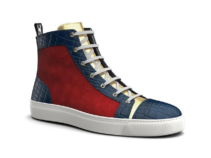 GIANMARCO X DON Antelope Leather Red Blue & Gold High-Tops