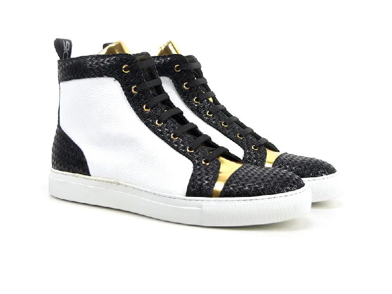 GIANMARCO X DON Official Gold And White High-Top Sneakers