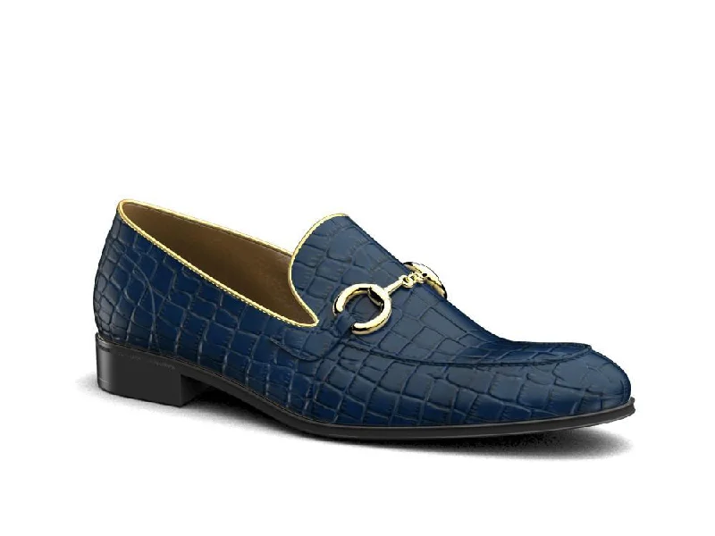 GIANNI X DON Antelope Leather Blue And Gold Loafers