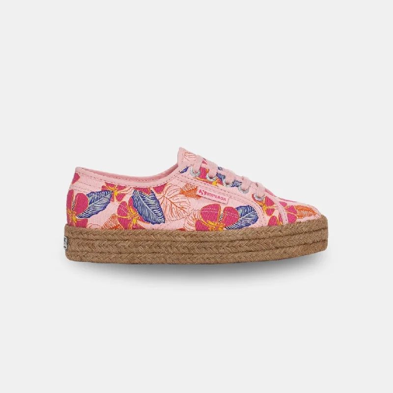 Superga Women's 2730 Rope Hibiscus Flower Print Pink Fuchsia