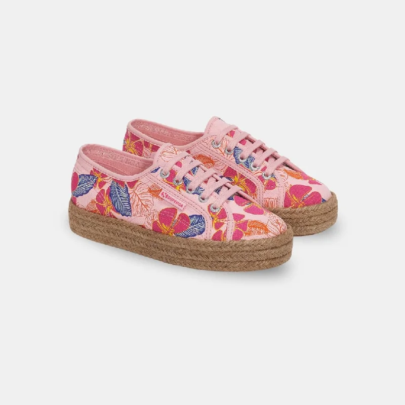 Superga Women's 2730 Rope Hibiscus Flower Print Pink Fuchsia